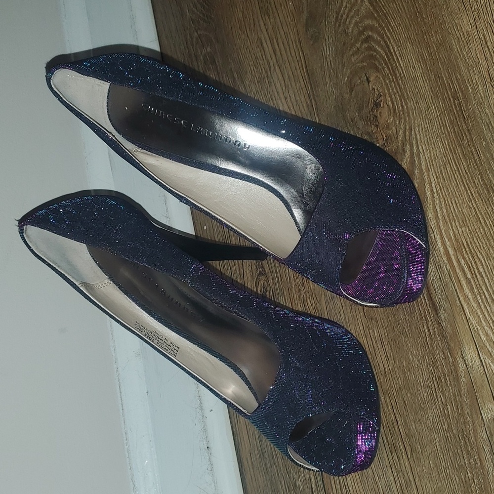Blue and purple patterned Iridescent heels